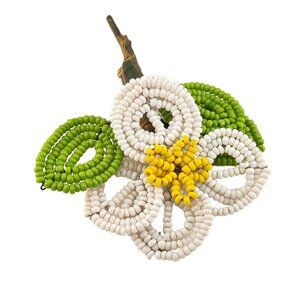 Hand wired Seed Bead Floral Flower Bouquet Beaded Vintage Pin Brooch